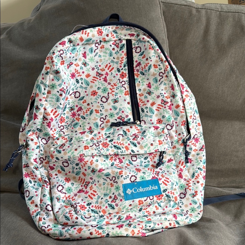 Columbia Kids Floral Print Backpack - White and Pink